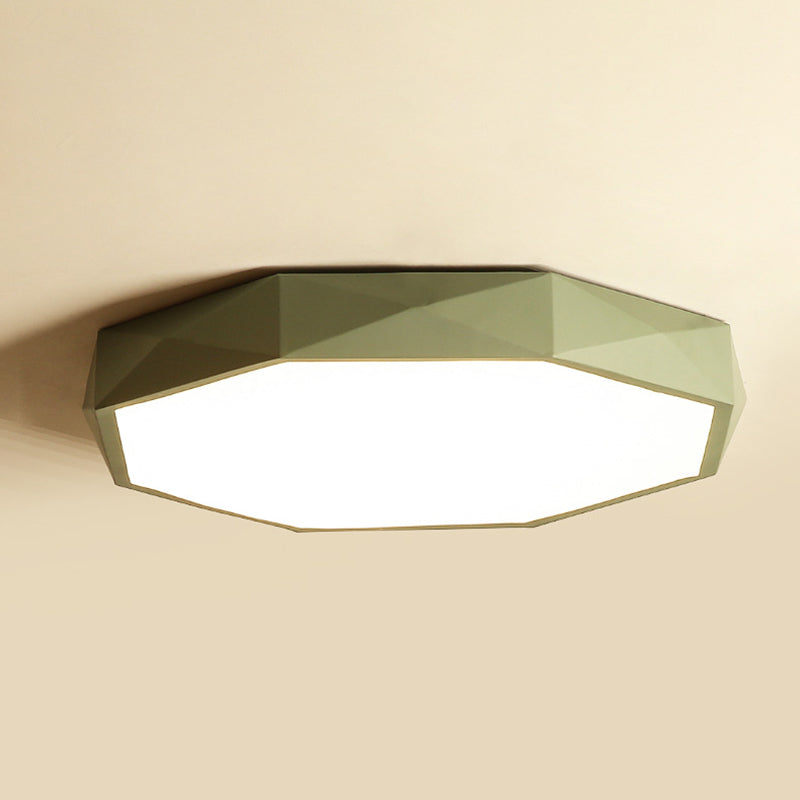 Geometría acrílica LED integrado Sala de estar moderna y sencilla lámpara de techo de hierro Macaron