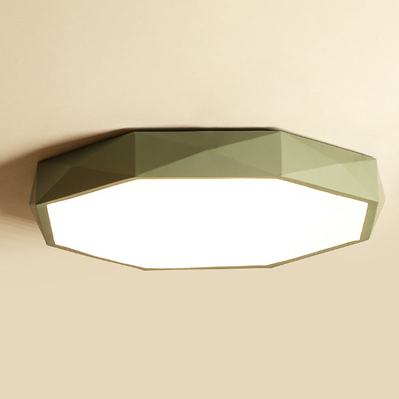 Geometría acrílica LED integrado Sala de estar moderna y sencilla lámpara de techo de hierro Macaron