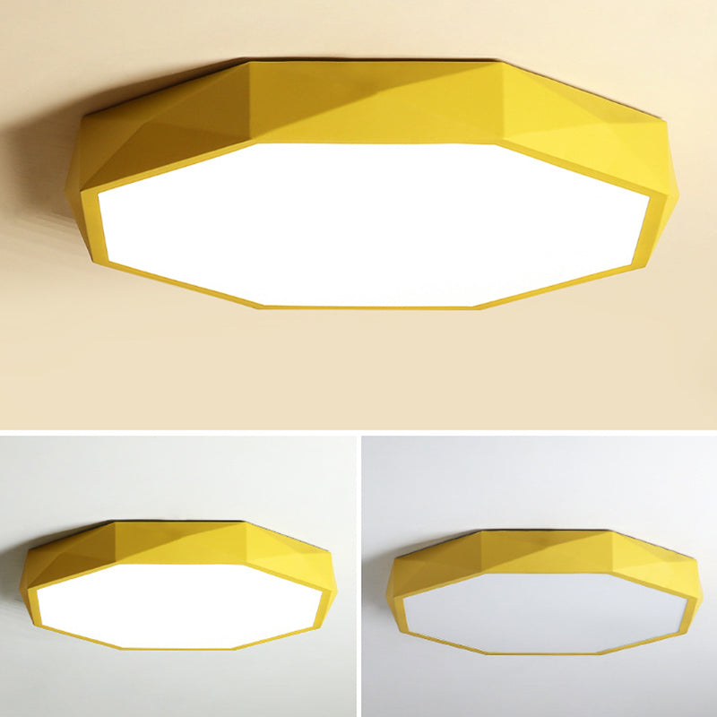 Geometría acrílica LED integrado Sala de estar moderna y sencilla lámpara de techo de hierro Macaron