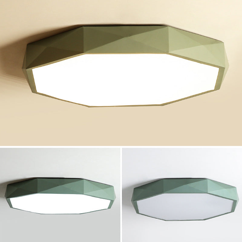 Geometría acrílica LED integrado Sala de estar moderna y sencilla lámpara de techo de hierro Macaron