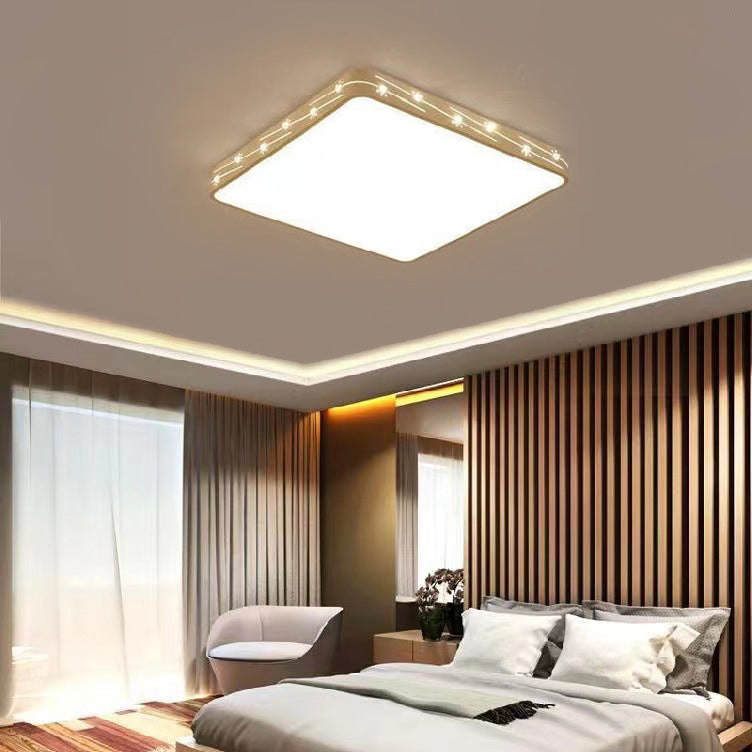 1-Light Squared Led Flush Mount Ceiling Light Fixtures Modern Style  Metal in white