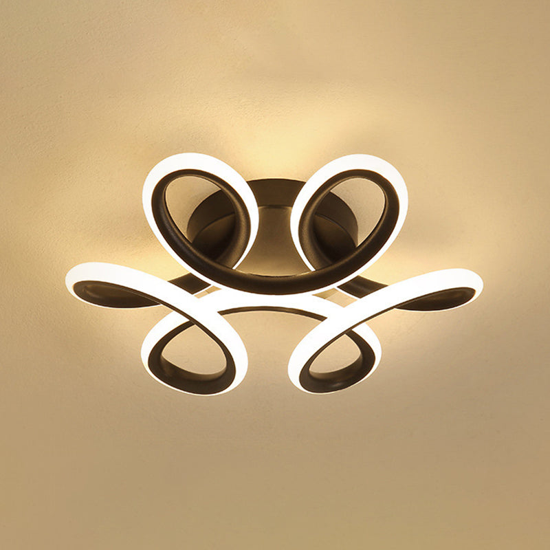Modern Minimalist LED Ceiling Light Wrought Iron Linear Flush Mount with Acrylic Shade