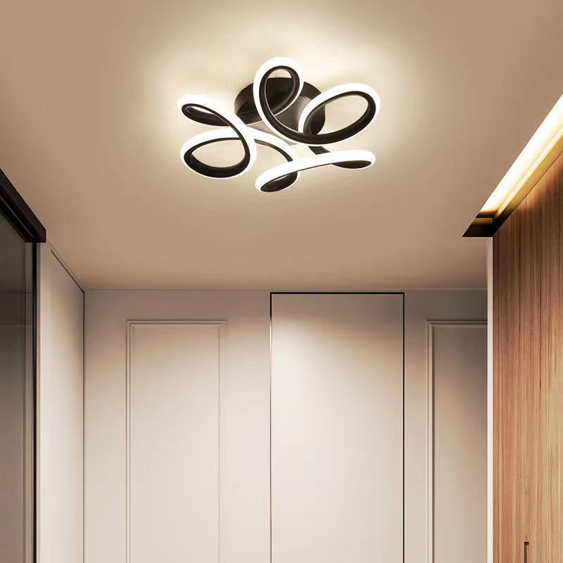 Modern Minimalist LED Ceiling Light Wrought Iron Linear Flush Mount with Acrylic Shade