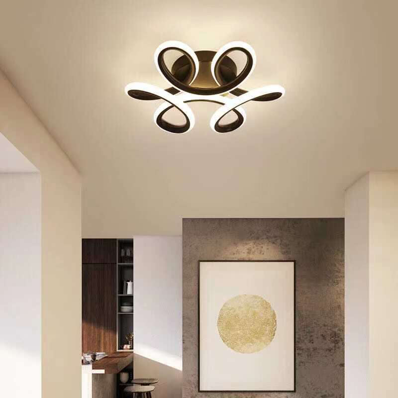 Modern Minimalist LED Ceiling Light Wrought Iron Linear Flush Mount with Acrylic Shade