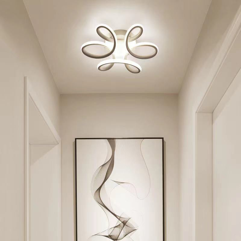Modern Minimalist LED Ceiling Light Wrought Iron Linear Flush Mount with Acrylic Shade