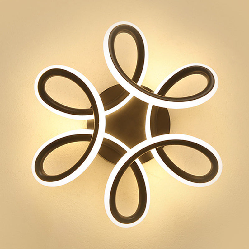 Modern Minimalist LED Ceiling Light Wrought Iron Linear Flush Mount with Acrylic Shade