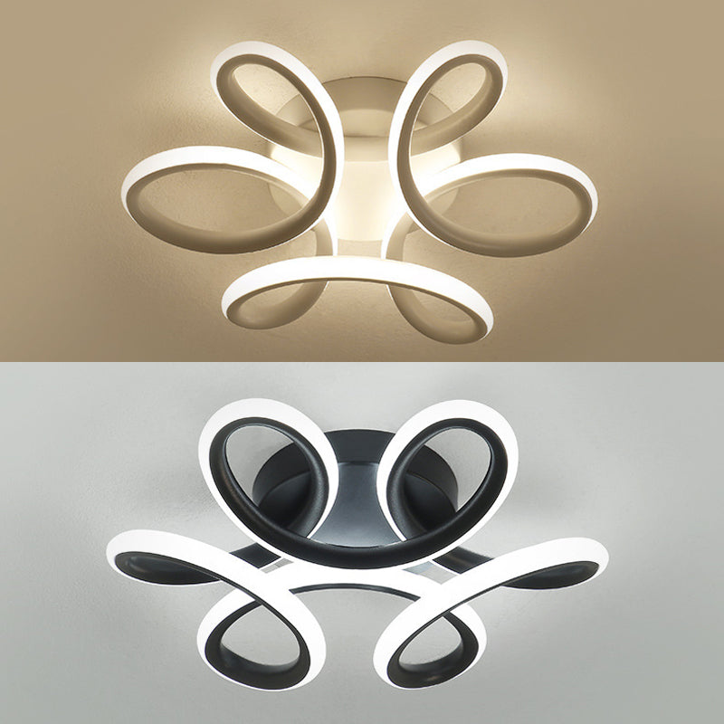 Modern Minimalist LED Ceiling Light Wrought Iron Linear Flush Mount with Acrylic Shade