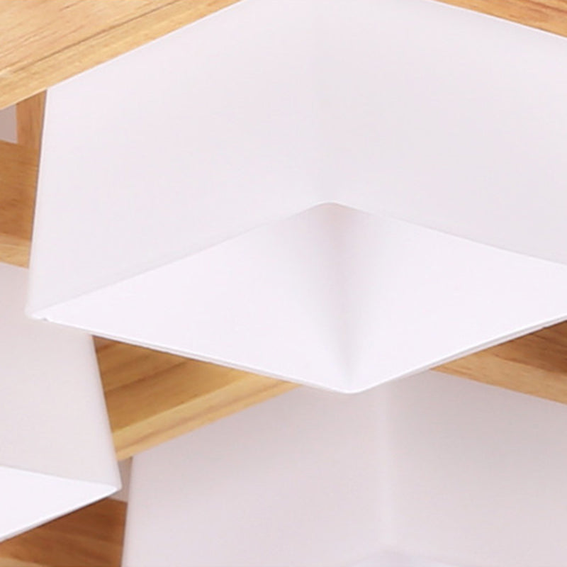 Log Color Geometric Ceiling Light in Modern Concise Style Wooden Indoor Flush Mount with Glass Shade