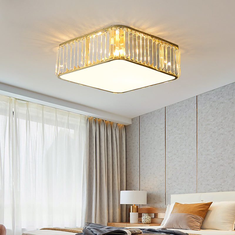 Moderne luxe geometrische inbouw smeedijzeren plafondlamp voor binnen met kristallen kap