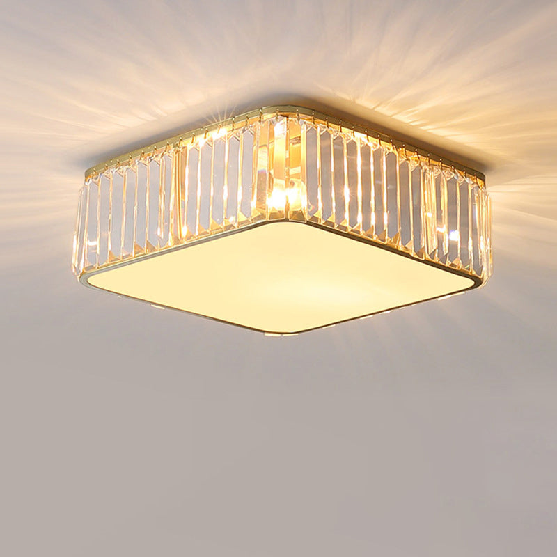 Moderne luxe geometrische inbouw smeedijzeren plafondlamp voor binnen met kristallen kap