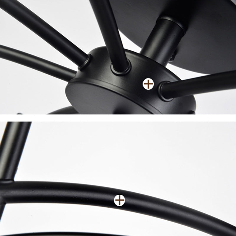 Plafonnier satellite artificiel classique traditionnel en fer forgé semi - encastré avec abat - jour en verre blanc