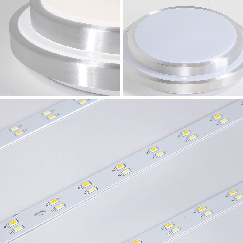 Style moderne aluminium LED encastré luminaire argent tambour encastré plafonnier