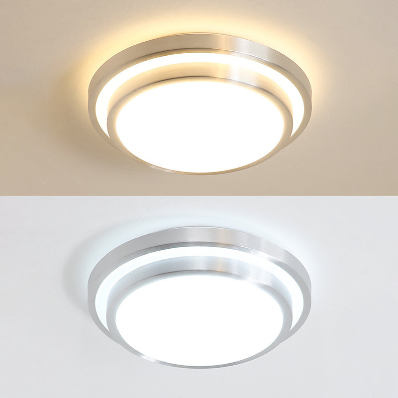 Style moderne aluminium LED encastré luminaire argent tambour encastré plafonnier