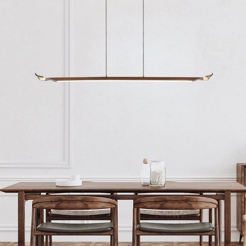 Wood Hanging Pendant Lights Nordic Modern Linear Hanging Lamps for Tea Room