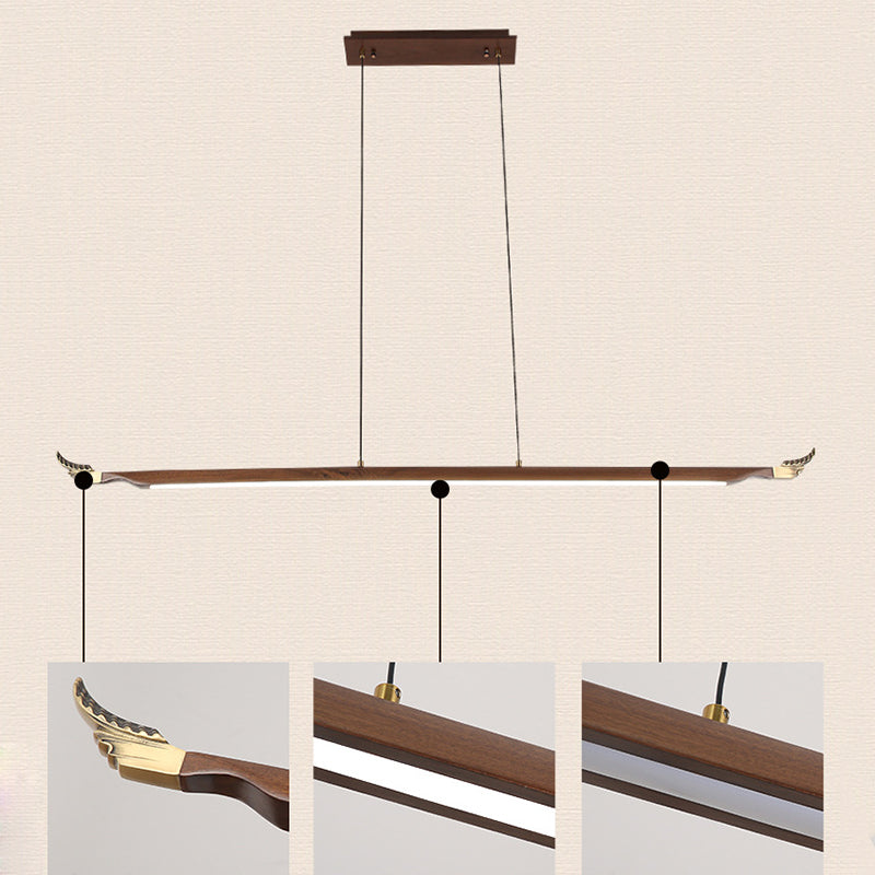 Wood Hanging Pendant Lights Nordic Modern Linear Hanging Lamps for Tea Room