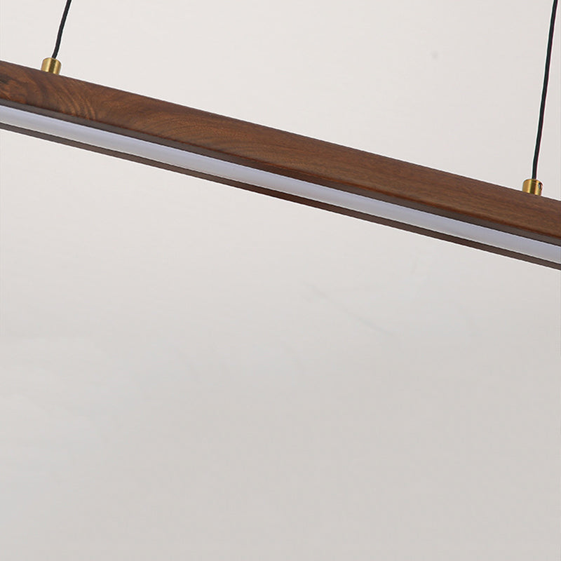 Wood Hanging Pendant Lights Nordic Modern Linear Hanging Lamps for Tea Room