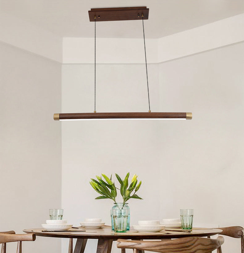 Wood Hanging Pendant Lights Nordic Modern Linear Hanging Lamps for Tea Room
