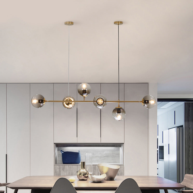 Gold Metal Hanging Ceiling Light Linear Modern Island Lamps for Dining Room
