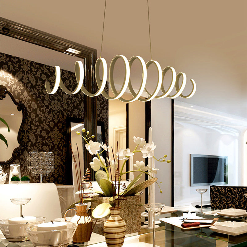 Linear Metal LED Island Light Fixture Modern Ceiling Pendant Light for Dining Room