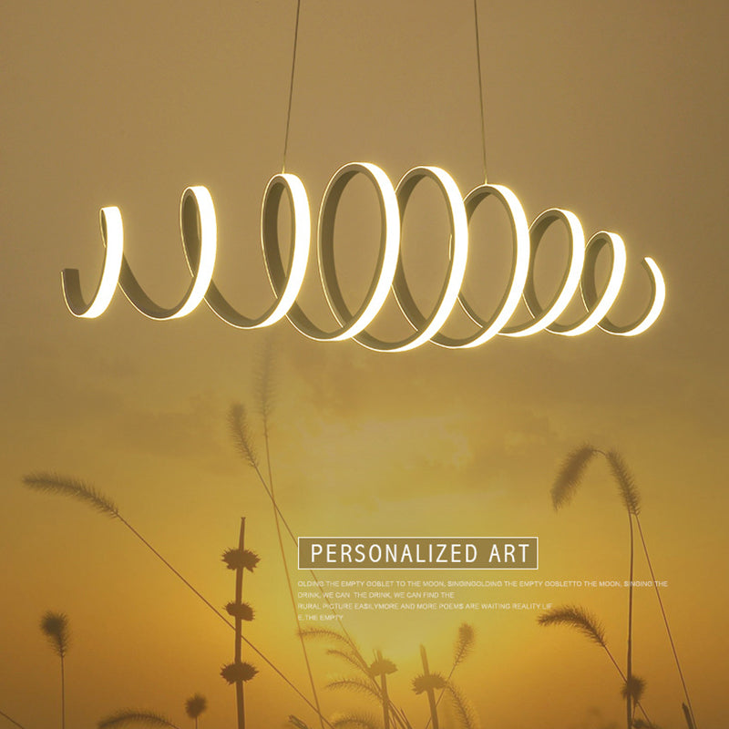 Linear Metal LED Island Light Fixture Modern Ceiling Pendant Light for Dining Room