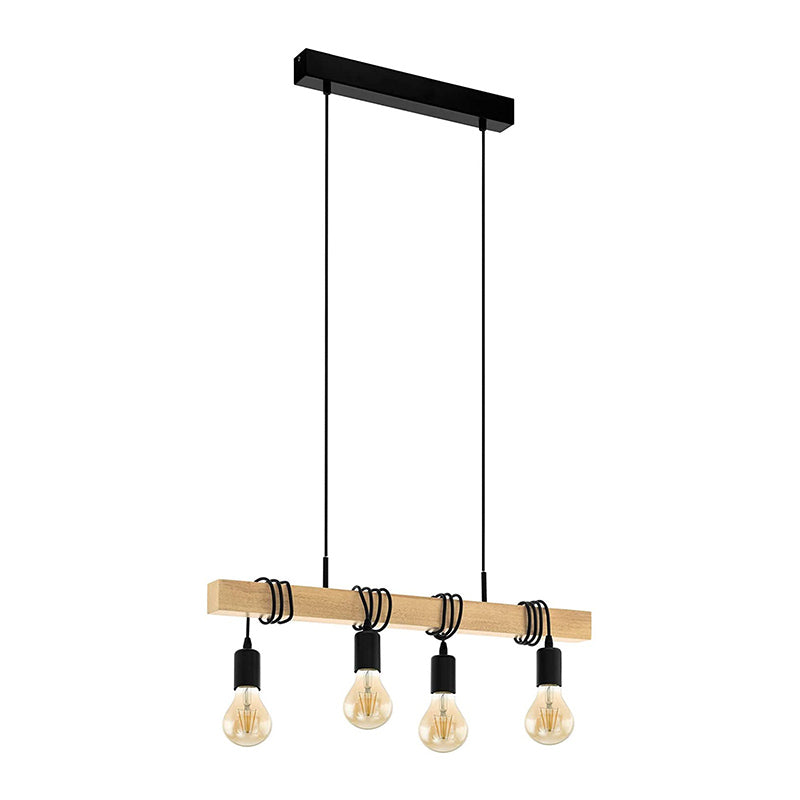 4 Light Globe Pendant Light Modern Island Lighting Glass and Wood Island Light Fixture