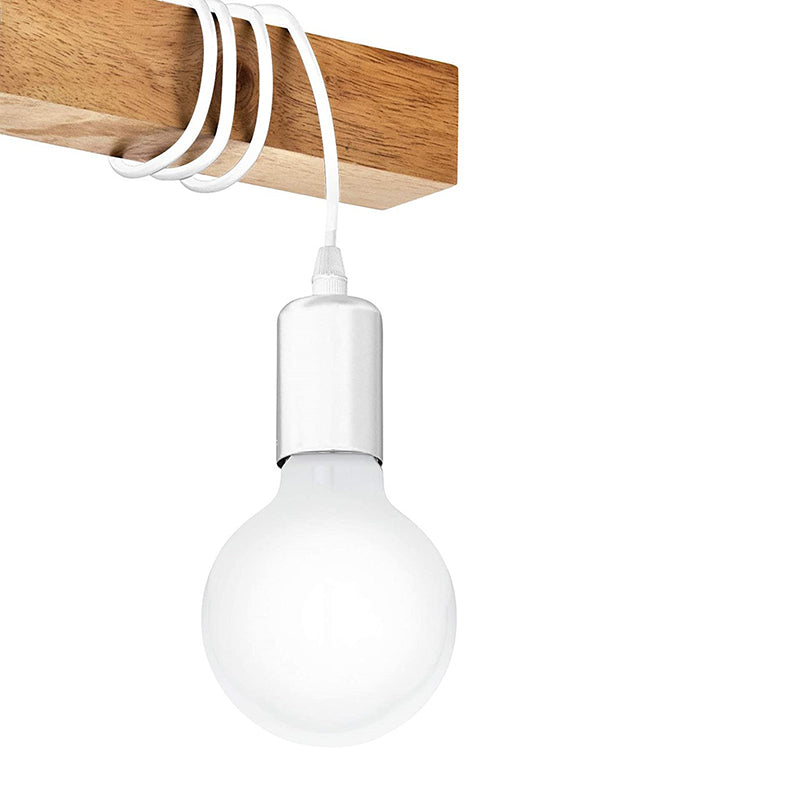 4 Light Globe Pendant Light Modern Island Lighting Glass and Wood Island Light Fixture