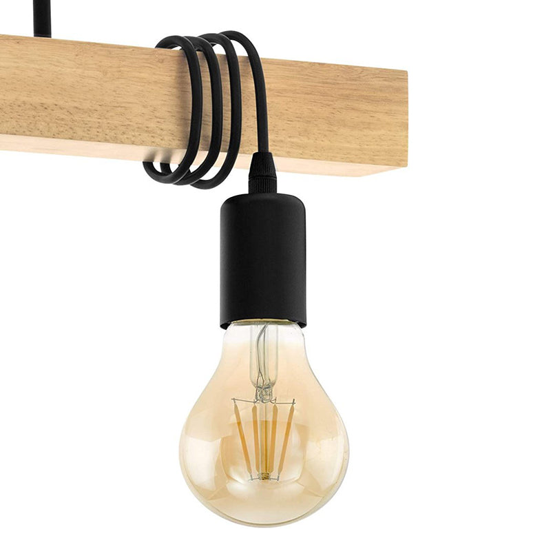 4 Light Globe Pendant Light Modern Island Lighting Glass and Wood Island Light Fixture