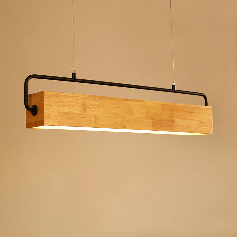 Modern Kitchen Island Lighting Cuboid Island Light Fixture Wood 1 Light Island Lights in Black