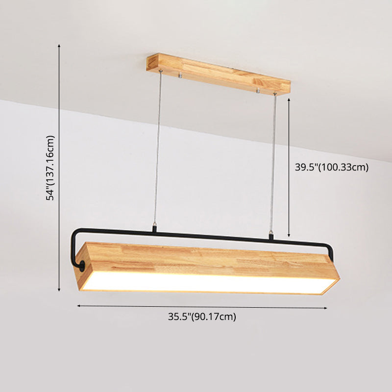 Modern Kitchen Island Lighting Cuboid Island Light Fixture Wood 1 Light Island Lights in Black