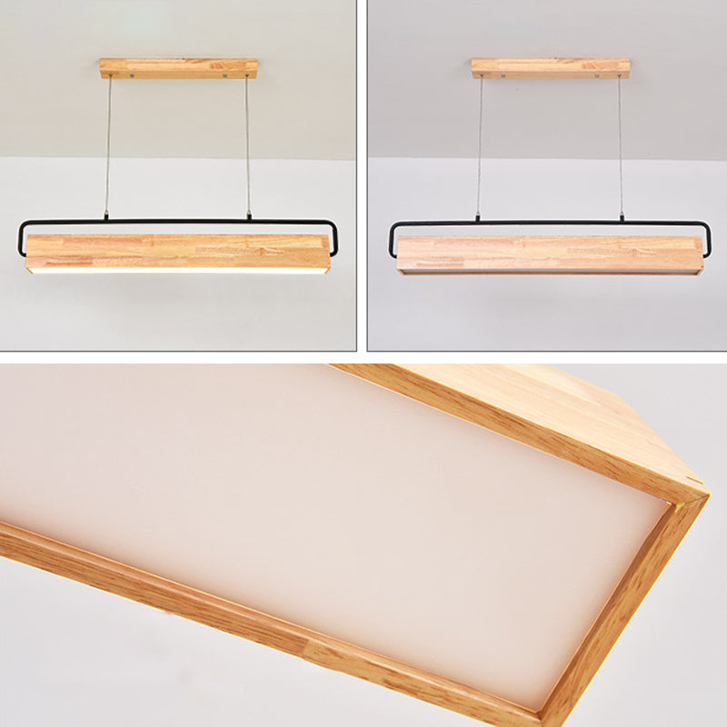 Modern Kitchen Island Lighting Cuboid Island Light Fixture Wood 1 Light Island Lights in Black