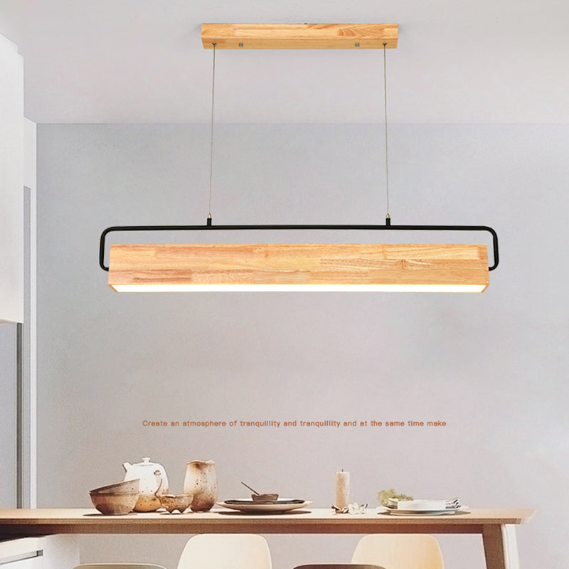 Modern Kitchen Island Lighting Cuboid Island Light Fixture Wood 1 Light Island Lights in Black