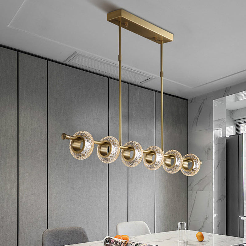 6 Light Peas Pendant Light Modern Island Lighting Glass and Metal Island Light Fixture in Gold