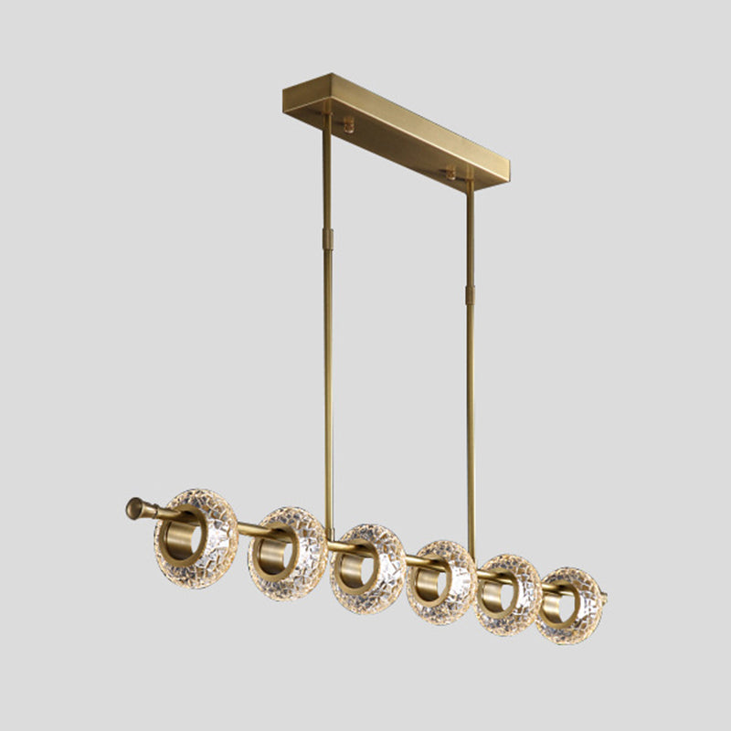 6 lichte erwten hanglamp Modern Island Lighting Glass en metalen eilandlamp in goud in goud