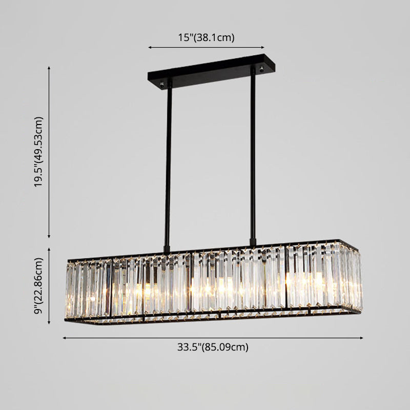 Crystal Cuboid Island Light Fixture Modern Chandelier 3 Light Island Light Fixtures