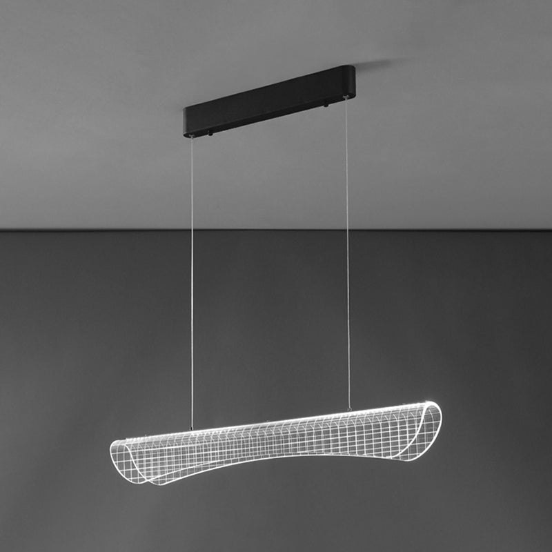 Modern Pendant Light Transparent Island Lighting Metal 1 Light Island Light Fixture in Black