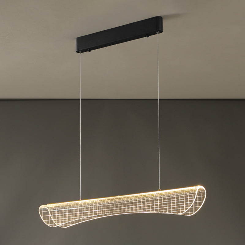 Modern Pendant Light Transparent Island Lighting Metal 1 Light Island Light Fixture in Black