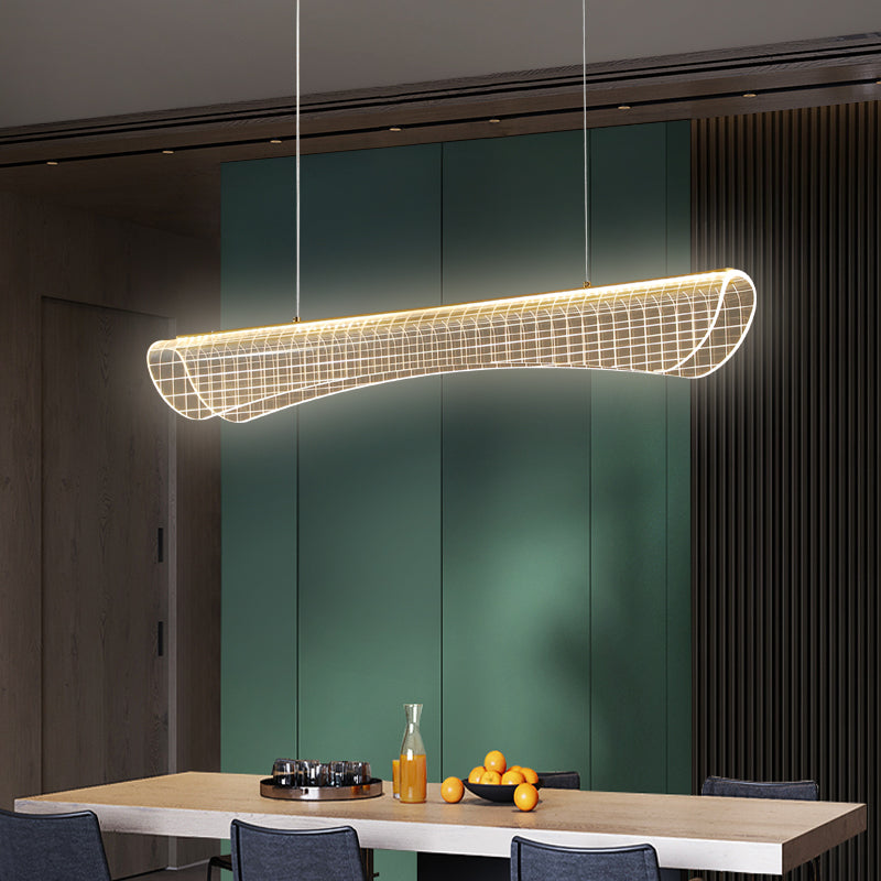 Modern Pendant Light Transparent Island Lighting Metal 1 Light Island Light Fixture in Black