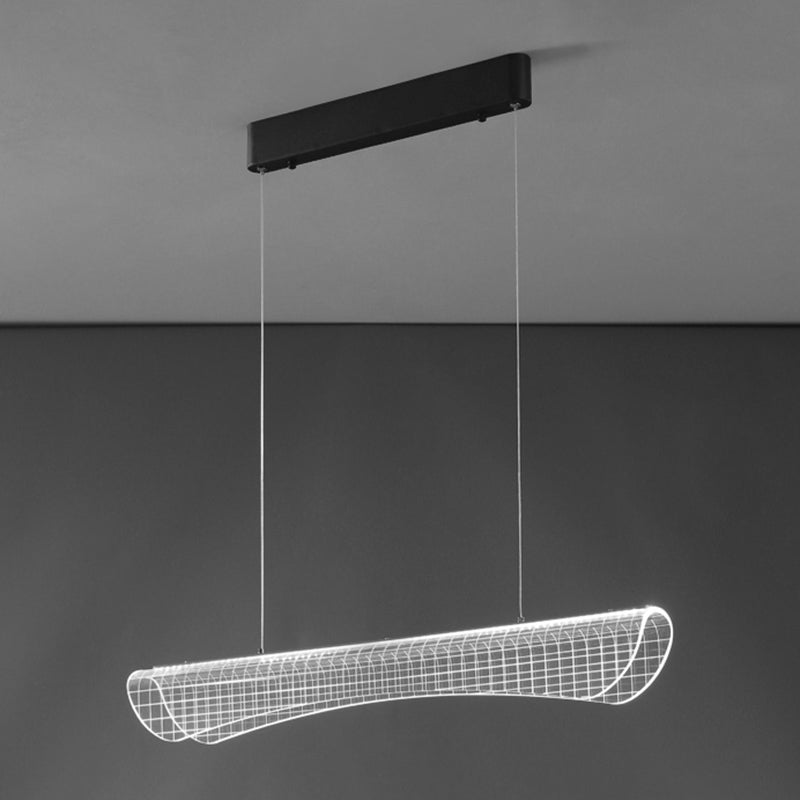 Modern Pendant Light Transparent Island Lighting Metal 1 Light Island Light Fixture in Black