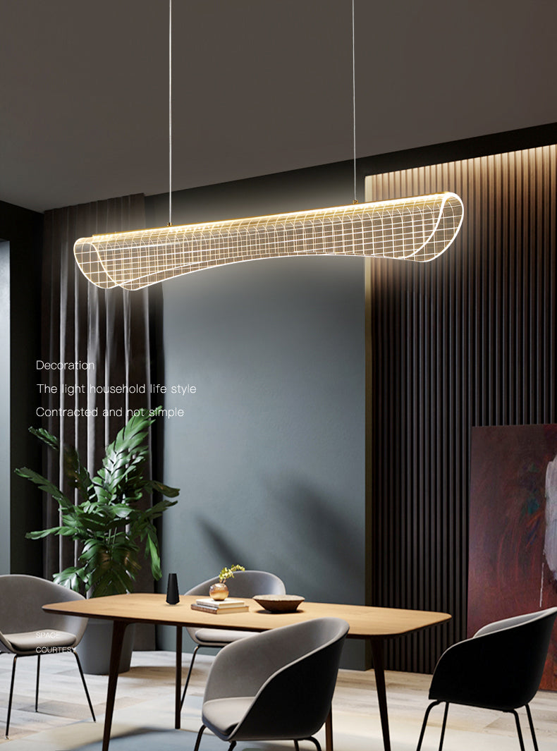 Modern Pendant Light Transparent Island Lighting Metal 1 Light Island Light Fixture in Black