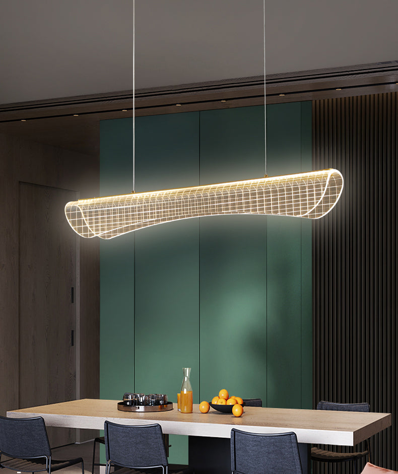 Luce a sospensione moderna Transparent Island Lighting Metal 1 Light Isola Lampada in nero