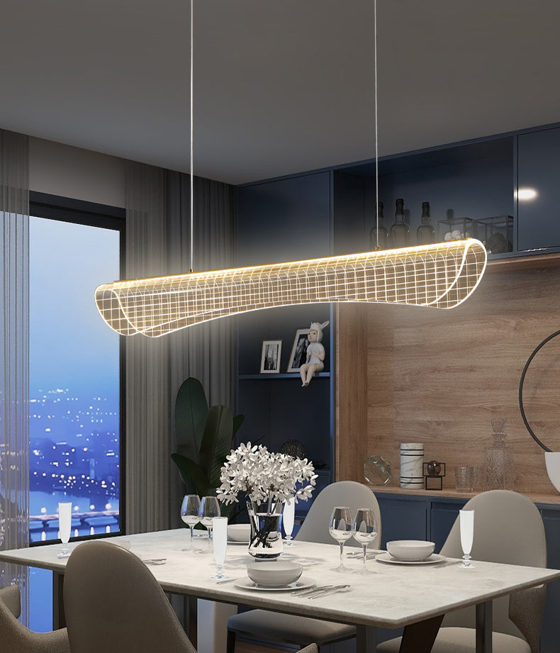 Modern Pendant Light Transparent Island Lighting Metal 1 Light Island Light Fixture in Black
