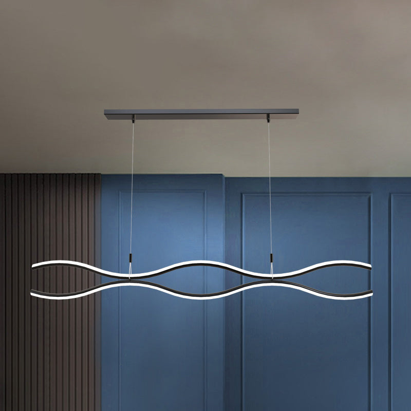 2 Light Linear Island Chandelier Modern Pendant Lighting Metal Island Lights