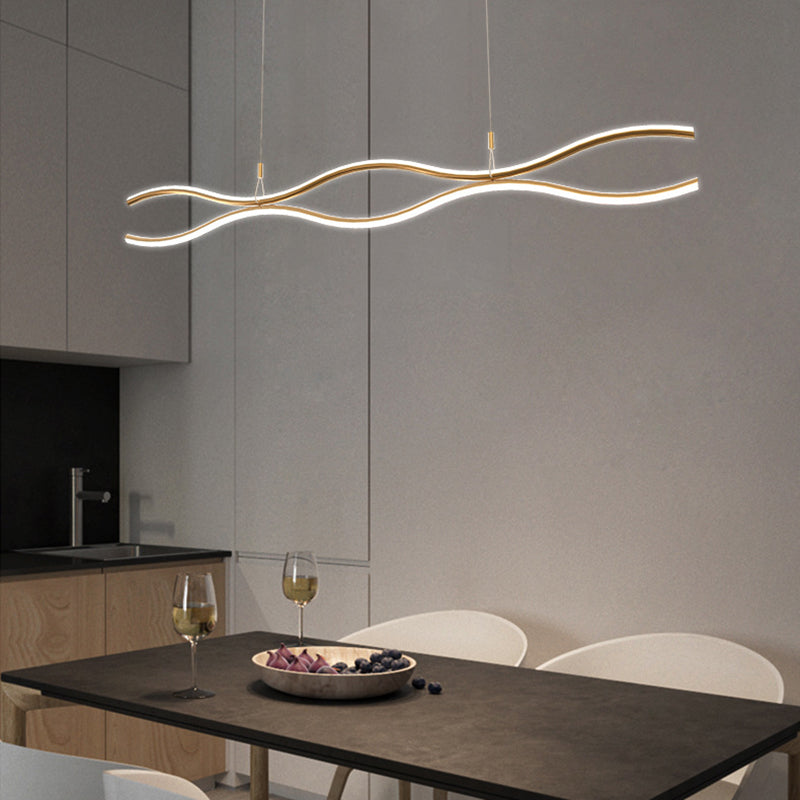 2 Light Linear Island Chandelier Modern Pendant Lighting Metal Island Lights