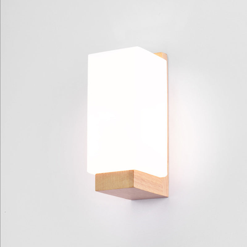 Luz de pared de color de registro de vidrio en la lámpara de pared rectangular de madera de estilo conciso moderno para espacios interiores