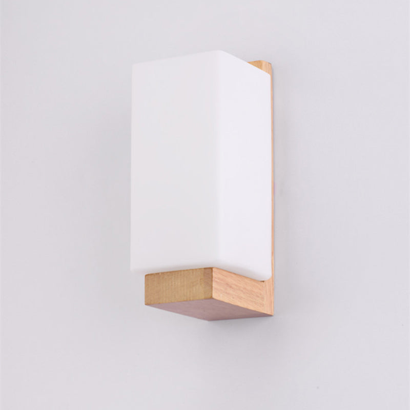 Luz de pared de color de registro de vidrio en la lámpara de pared rectangular de madera de estilo conciso moderno para espacios interiores