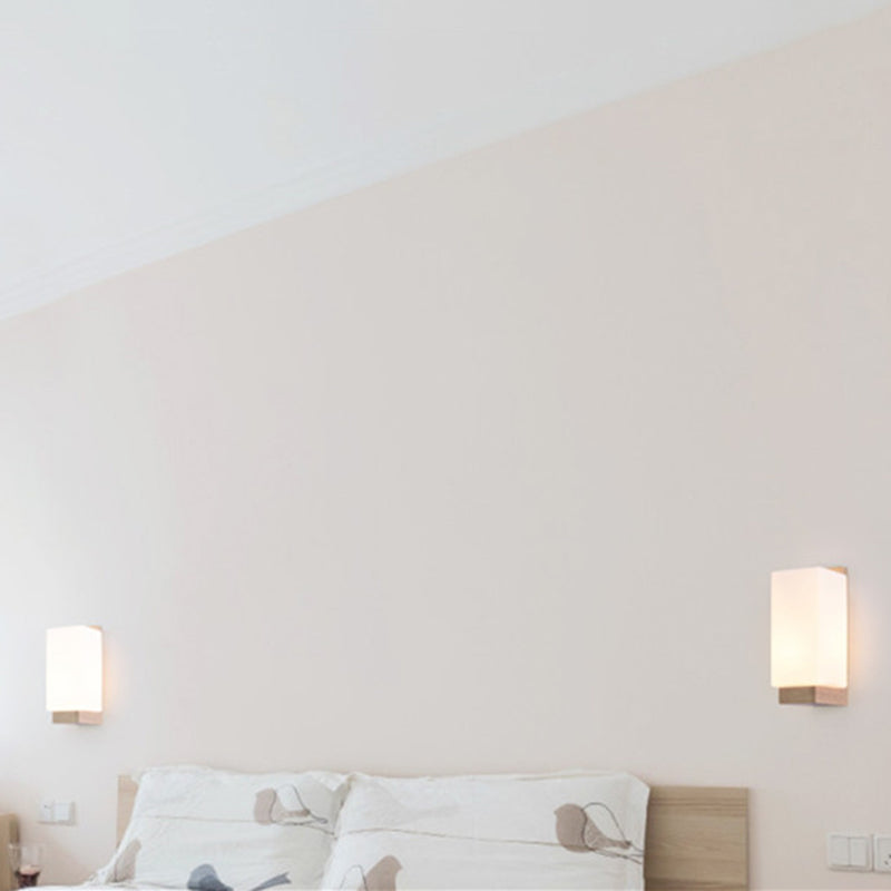 Luz de pared de color de registro de vidrio en la lámpara de pared rectangular de madera de estilo conciso moderno para espacios interiores