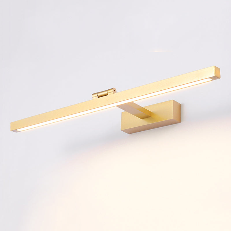 Metal Linear Shade Mirror Wall Lights Modern 1 Head Wall Mount Fixture in Gold