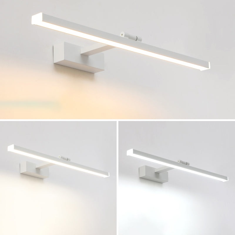 Acconde da muro di tonalità lineare a 1 luce moderna moderna illuminazione da parete specchio in stile semplice in bianco