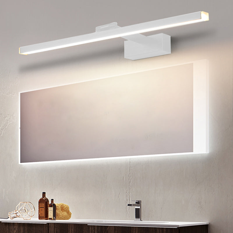 Acconde da muro di tonalità lineare a 1 luce moderna moderna illuminazione da parete specchio in stile semplice in bianco