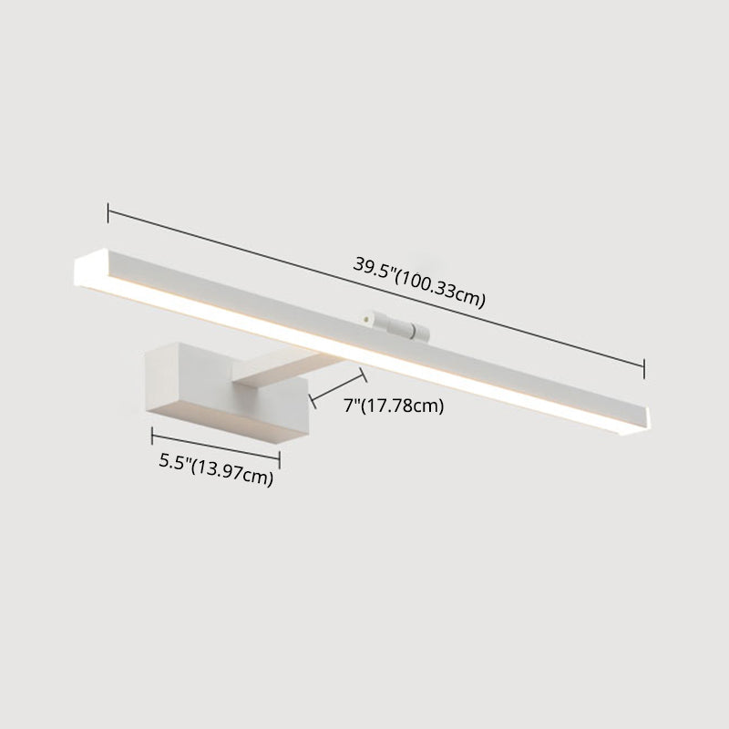 Acconde da muro di tonalità lineare a 1 luce moderna moderna illuminazione da parete specchio in stile semplice in bianco